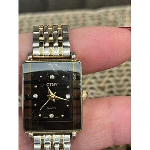 CTNY Silver Gold Black Dial ‎ Women's Quartz Watch Working New Battery